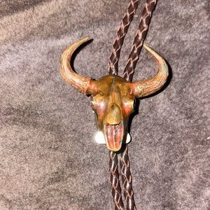 Bronze Bull Skull Bolo Tie